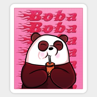 Pink Aesthetic Panda with Boba Sticker